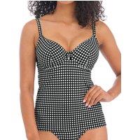 Freya Women's Check In Plunge Tankini Top in Black | Size: 34G