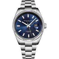STHRLING Original Men's Vanguard 4069 42mm Quartz Dress Watch - Fluted Bezel, Steel Bracelet in Blue