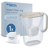 Brita Water Filter Jug Style Essential (2.4l) Sand incl. 1x MAXTRA PRO Pure Performance Cartridge in Beige | Size: 1 Pack