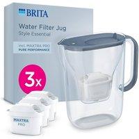 Brita Water Filter Jug Style Essential (2.4L) Stone Blue incl. 3x MAXTRA PRO Pure Performance Cartridges | Size: 1 Pack