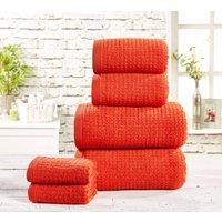Rapport Home Waffle Textured Cotton Towels Super Soft & Absorbent in Orange