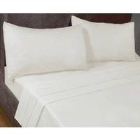 Rapport Home SleepND Percale 180 Thread Count Polycotton Plain Fitted Sheet (16" Box) in White | Size: Double