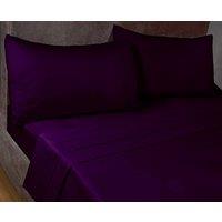 Rapport Home SleepND Percale 180 Thread Count Polycotton Plain Base Sheet in Aubergine | Size: Single