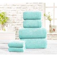 Rapport Home Waffle Textured Cotton Towels Super Soft & Absorbent in Duck Egg Blue | Size: Bath Sheet