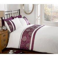 Rapport Home Lexi Polyester Duvet Cover Set With Pillowcase in Plum | Size: Double