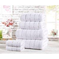 Rapport Home Sandringham Stripe Pure Cotton Towels in White