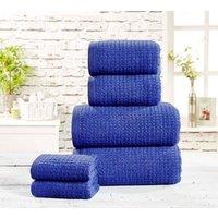 Rapport Home Waffle Textured Cotton Towels Super Soft & Absorbent in Navy | Size: Bath Sheet