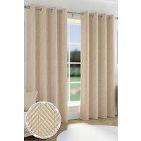 Enhanced Living Herringbone Jacquard Blackout Eyelet Curtains - Bedroom & Living Room in Natural | Size: 117 cm width x 137 cm drop
