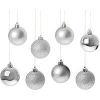 Premier Decorations Silver Multi Finish Christmas Baubles Tree Decorations 10 Pack