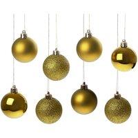Premier Decorations Gold Glitter Christmas Baubles Tree Decorations 10 Pack