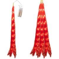Shatchi 110cm Prelit Pampas Grass Hanging Decoration with Warm White LEDs in Red