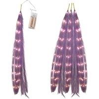 Shatchi 110cm Prelit Pampas Grass Hanging Decoration with Warm White LEDs in Purple