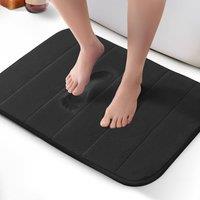Keplin Memory Foam Bath Mat, Ultra-Soft, Highly Absorbent, Non-Slip, 50x60cm in Black | Size: 50 cm x 50 cm
