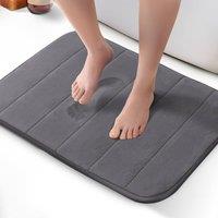 Keplin Memory Foam Bath Mat, Ultra-Soft, Highly Absorbent, Non-Slip, 50x60cm in Dark Grey | Size: 50 cm x 50 cm