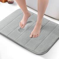 Keplin Memory Foam Bath Mat, Ultra-Soft, Highly Absorbent, Non-Slip, 50x60cm in Light Grey | Size: 50 cm x 50 cm