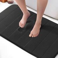 Keplin Memory Foam Bath Mat, Ultra-Soft, Highly Absorbent, Non-Slip, 50x80cm in Black | Size: 50 cm x 80 cm