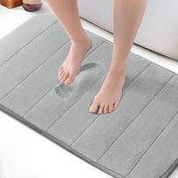 Keplin Memory Foam Bath Mat, Ultra-Soft, Highly Absorbent, Non-Slip, 50x80cm in Light Grey | Size: 50 cm x 80 cm