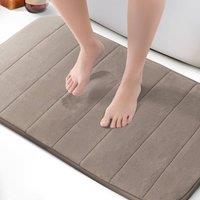 Keplin Memory Foam Bath Mat, Ultra-Soft, Highly Absorbent, Non-Slip, 50x80cm in Beige | Size: 50 cm x 80 cm