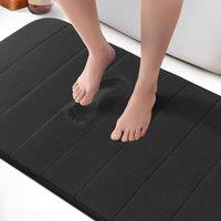 Keplin Memory Foam Bath Mat, Ultra-Soft, Highly Absorbent, Non-Slip, 60x90cm in Black | Size: 60 cm x 90 cm