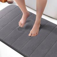 Keplin Memory Foam Bath Mat, Ultra-Soft, Highly Absorbent, Non-Slip, 60x90cm in Dark Grey | Size: 60 cm x 90 cm
