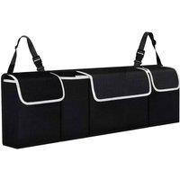 Tanness Car Boot Seat Organiser with Adjustable Straps Storage Accessories in Black