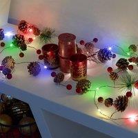 Globrite Christmas Garland with Lights 6.5ft/2M 20 LED Multi Coloured Indoor Decor