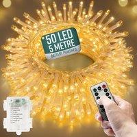Globrite 50 LED Christmas Fairy String Lights Battery Operated - Warm White