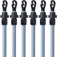 Pelle & Sol 2.2mTelescopic Iron Washing Line Pole Set of 6 for Outdoor Drying in Grey