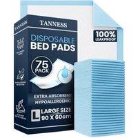 Tanness Disposable Incontinence Bed Pads with Waterproof Protection Pack of 75