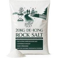 Pelle & Sol Rock Salt 20kg White Grit De-Icing Salt for Winter Surface Care