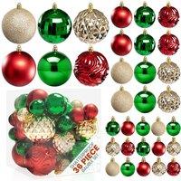 Pelle & Sol 36 Piece Christmas Decorations Bauble Set Shatterproof Xmas Pack 36