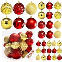 Pelle & Sol 36 Piece Christmas Decorations Bauble Set Shatterproof Xmas Pack 36