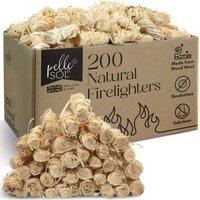 Pelle & Sol Natural Firelighters 200 Pack Wood Wool Fire Starters in Brown