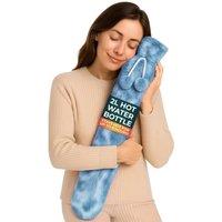 volila 2L Long Hot Water Bottle with Plush Cover for Back Pain Relief in Blue | Size: 1 pack