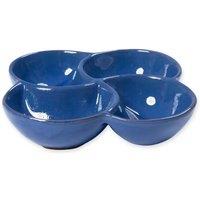 Verano Spanish Ceramics Selena Glazed Hand Dipped Kitchen Dining 4-Part Snack Dish (D) 25cm in Blue