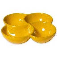 Verano Spanish Ceramics Selena Glazed Hand Dipped Kitchen Dining 4-Part Snack Dish (D) 25cm in Yellow