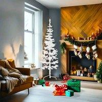 Berkfield Home Slim Artificial Half Christmas Tree with Stand White 180 cm