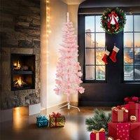 Berkfield Home Slim Artificial Half Christmas Tree with Stand Pink 180 cm