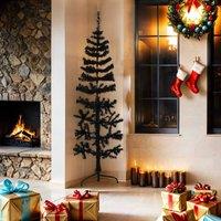 Berkfield Home Slim Artificial Half Christmas Tree with Stand Black 180 cm