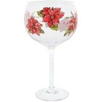Gifts Direct 2 U Red Poinsettia Floral Copa Gin Glass Large in Clear