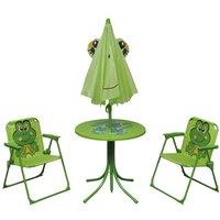 Berkfield Home 3 Piece Kids' Garden Bistro Set with Parasol Green