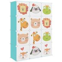 Berkfield Home Cube Storage Cabinet for Kids with 12 Cubes Green PP in Aqua