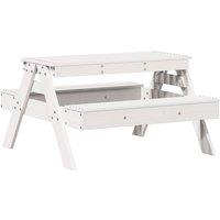 Berkfield Home Picnic Table for Kids White 88x97x52 cm Solid Wood Pine | Size: 88 x 97 x 52 cm