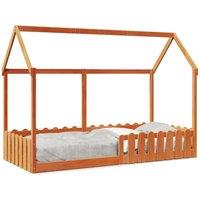 Berkfield Home Kids' House Bed Frame without Mattress Wax Brown 90x200 cm