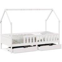 Berkfield Home Kids Bed Frame with Drawers without Mattress 80x200 cm Solid Wood in White