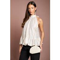 Coast Women's Coral Ruched Satin Shell Shaped Clutch Bag in Champagne