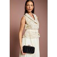 Coast Women's Annie Ruched Detail Satin Clutch Bag in Black