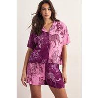 NastyGal Women's Tiger Splice Pajama Shorts Set in Purple | Size: Small