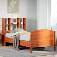 Berkfield Home Bookcase Bed Frame Wax Brown 150x200 cm King Size Solid Wood | Size: Small Single
