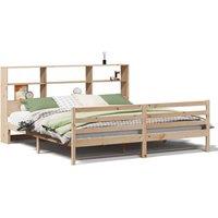 Berkfield Home Bookcase Bed without Mattress 180x200 cm Super King Solid Wood Pine in Natural